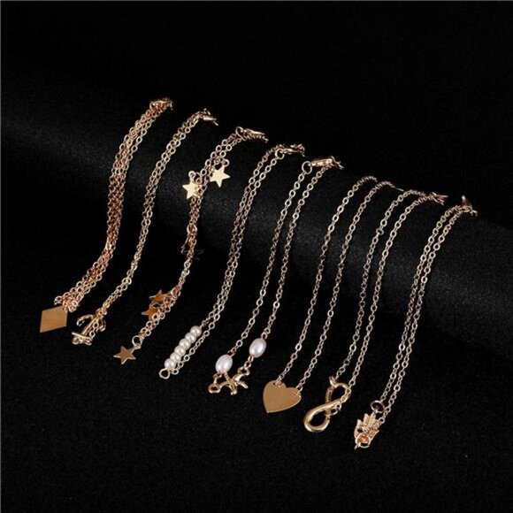 16Pcs Ankle Bracelets for Women Gold Silver TwoStyle Chain Beach Anklet Bracelet - Picture 6 of 8